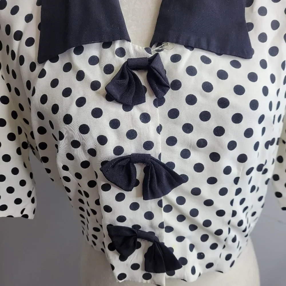 VINTAGE 80s set polka-dot high waist shorts and crop top S - Picture 2 of 15